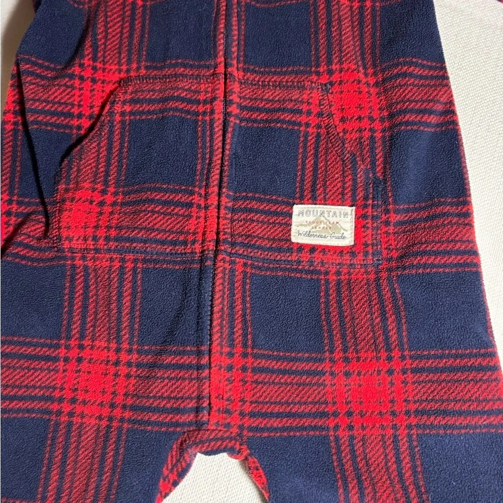 Carter's Red and Navy Plaid Hooded Footie with ears